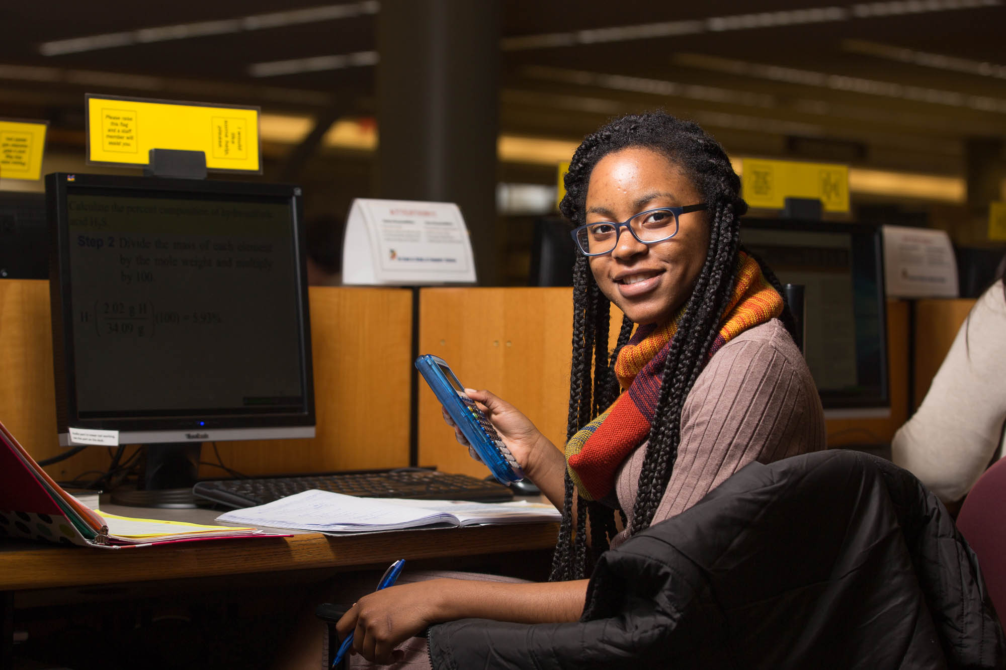 Student working on math problems.
